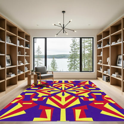 Bold Geometric Starburst Color Collage Rug
