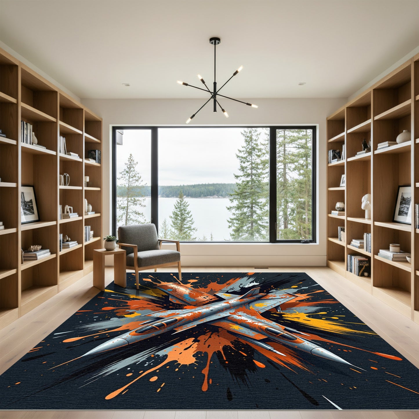 Dynamic Orange Steel Jet Action Rug