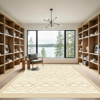 Cream Geometric Lattice Accordion Rug