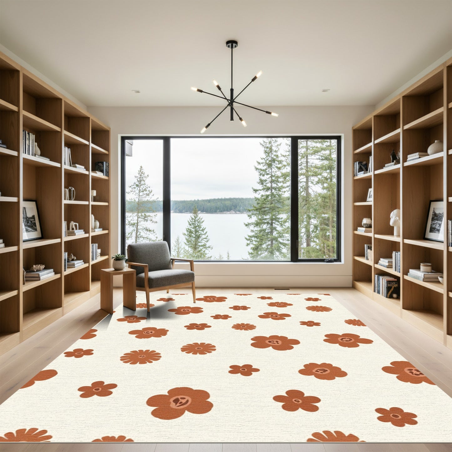 Earthy Clay Retro Floral Burst Rug