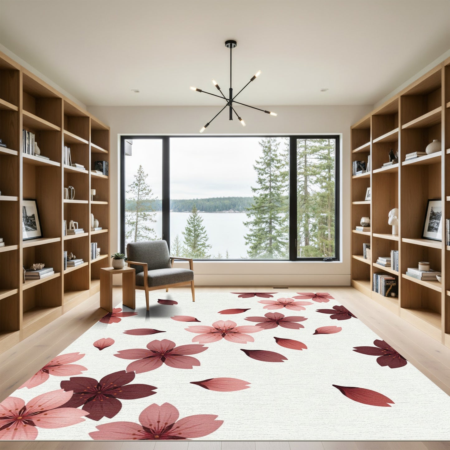 Pink Cherry Blossom Petal Shower Rug