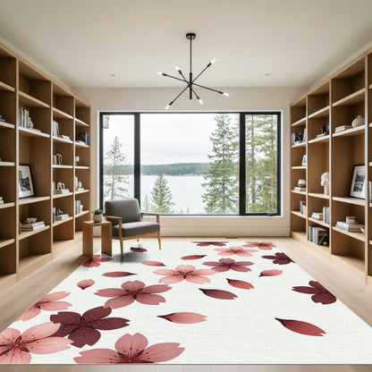 Pink Cherry Blossom Petal Shower Rug