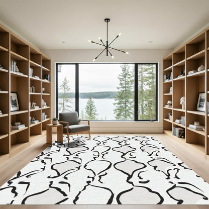 Black White Profile Silhouette Composition Rug
