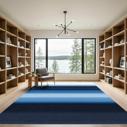 Subtle Light Blue Horizontal Stripe Rug