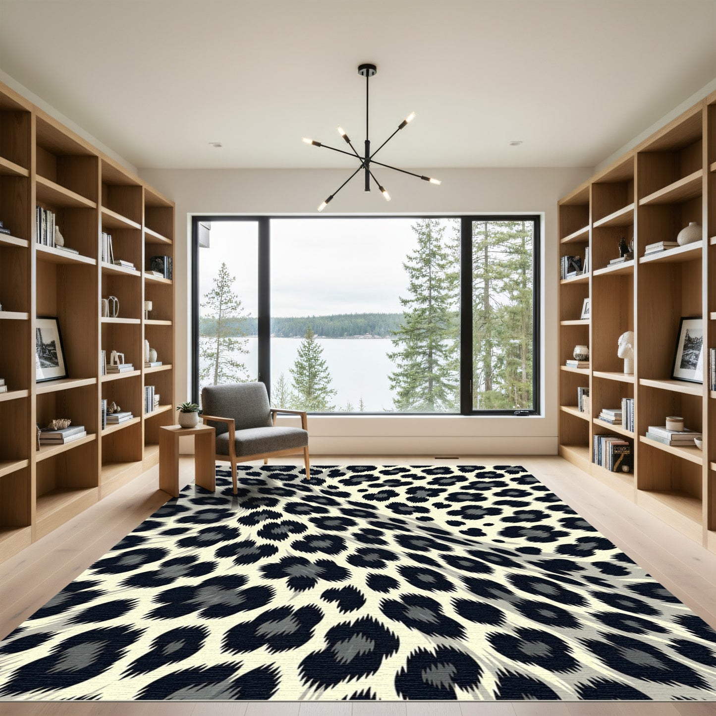 Bold Monochrome Leopard Animal Skin Rug