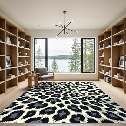 Bold Monochrome Leopard Animal Skin Rug