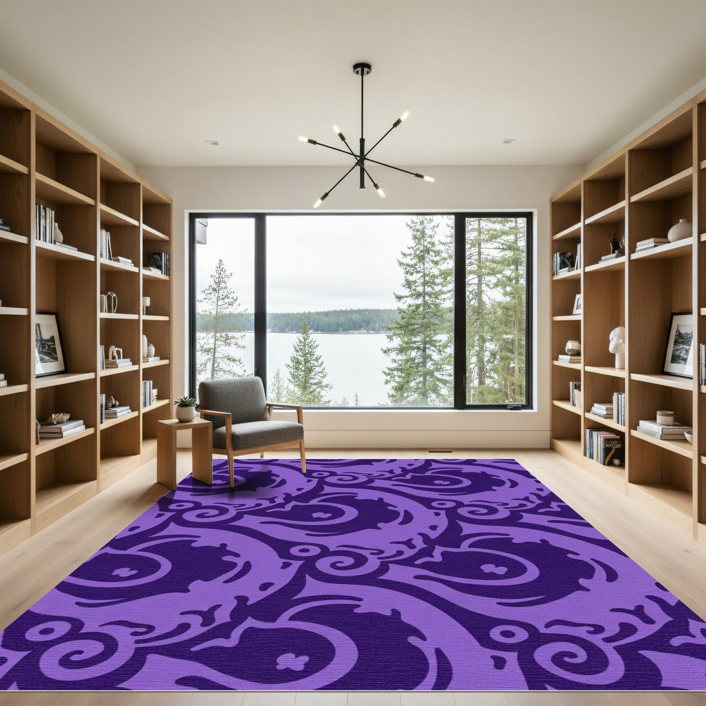 Deep Purple Swirling Organic Abstract Rug