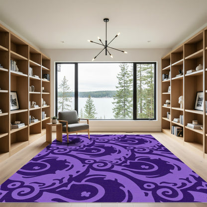 Deep Purple Swirling Organic Abstract Rug