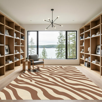 Brown Ivory Wild Animal Stripe Rug