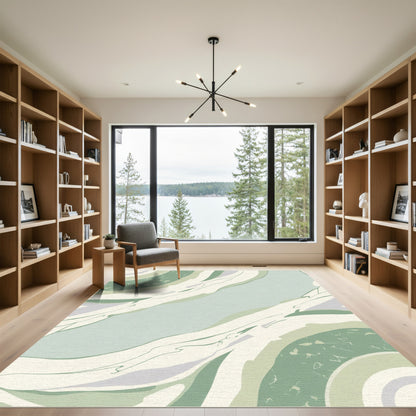Sage Green Abstract Marble Flow Rug