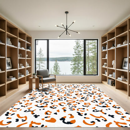 Orange Black White Animal Spot Rug