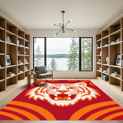 Bold Red Orange Tiger Face Rug