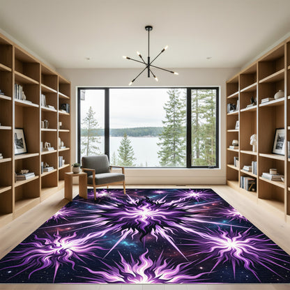 Purple Cosmic Starburst Nebula Rug