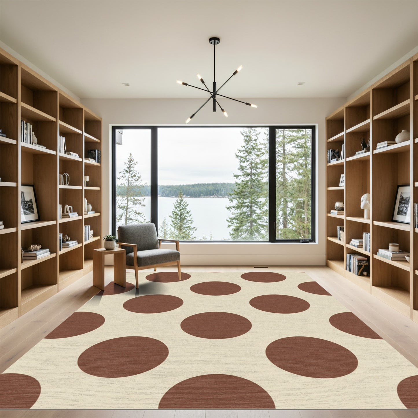 Brown Polka Dot Cream Accent Rug