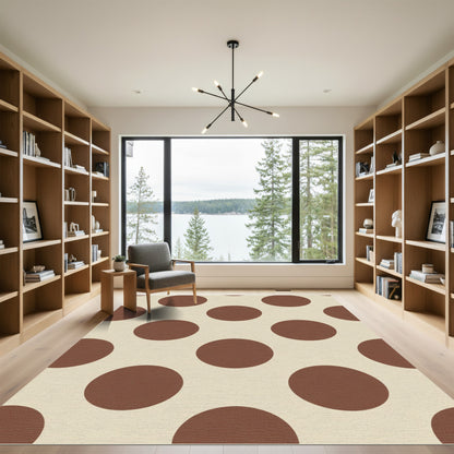 Brown Polka Dot Cream Accent Rug