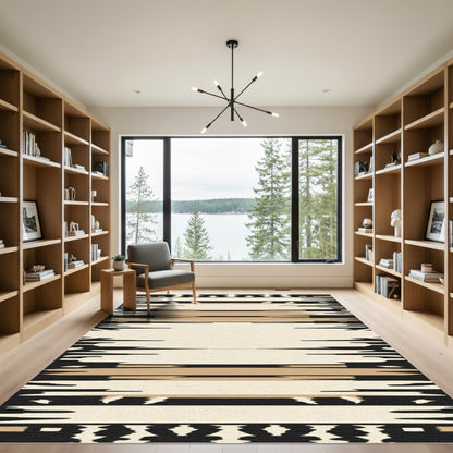 Abstract Tan Stripe Organic Rug