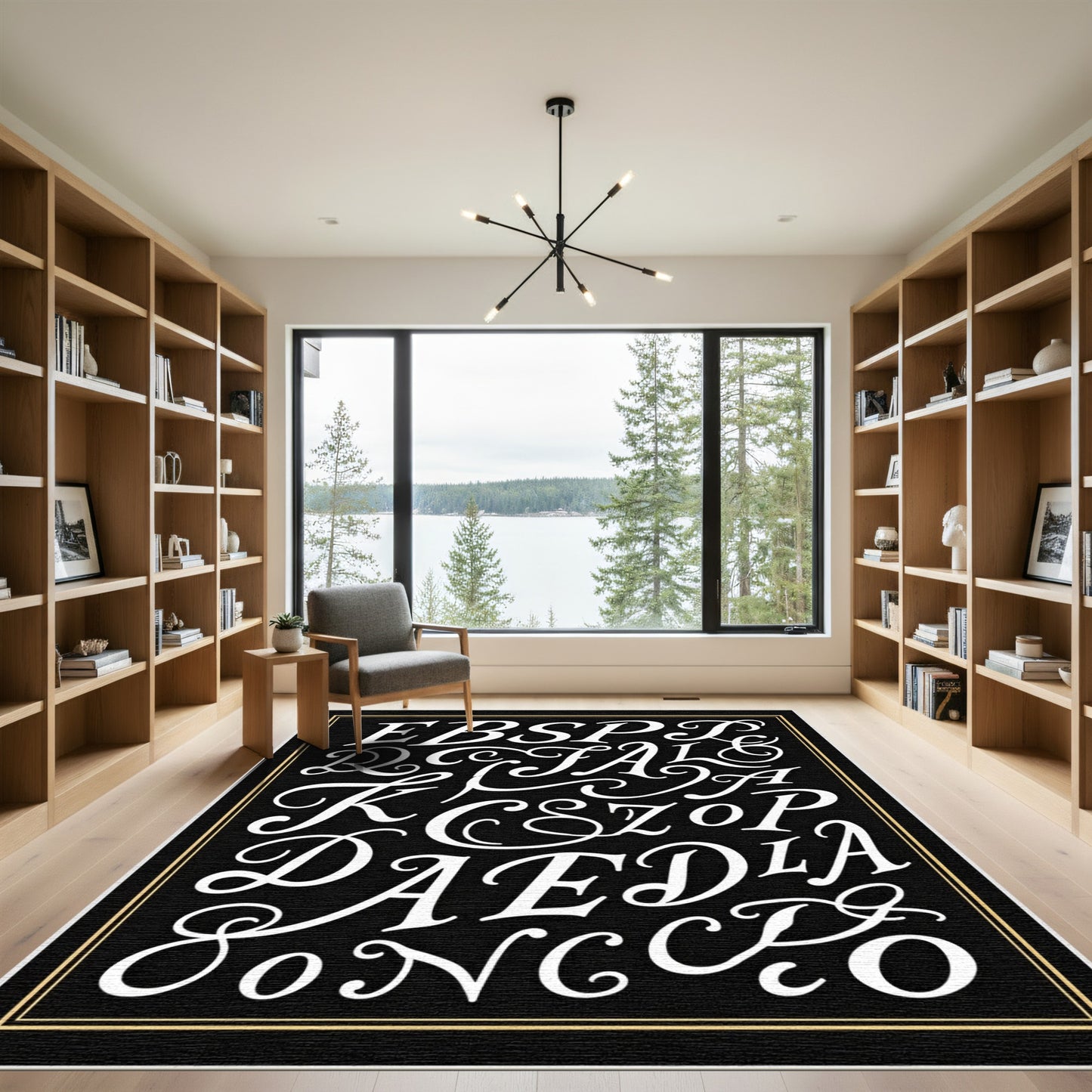 Elegant Script Alphabet Collage Rug