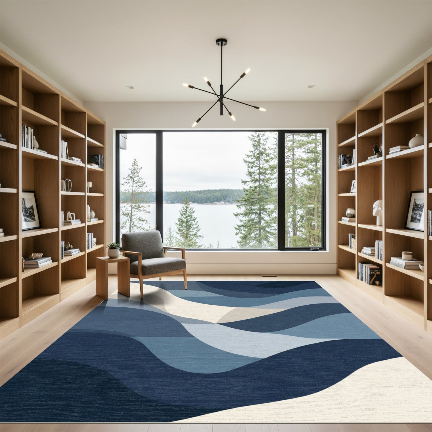 Oceanic Wave Abstract Curves Rug