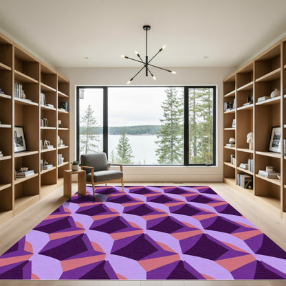 Purple Diamond Facet Geometric Rug