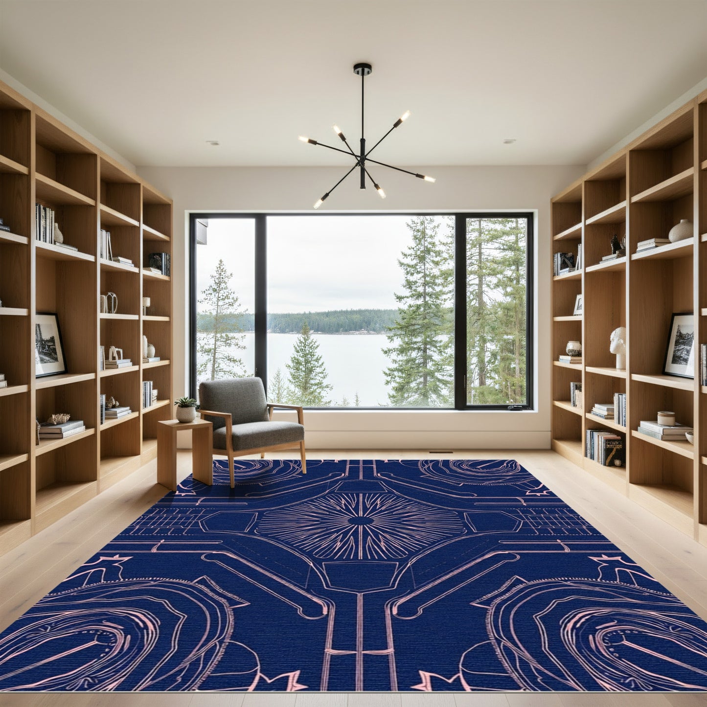 Midnight Pink Architectural Intricate Rug