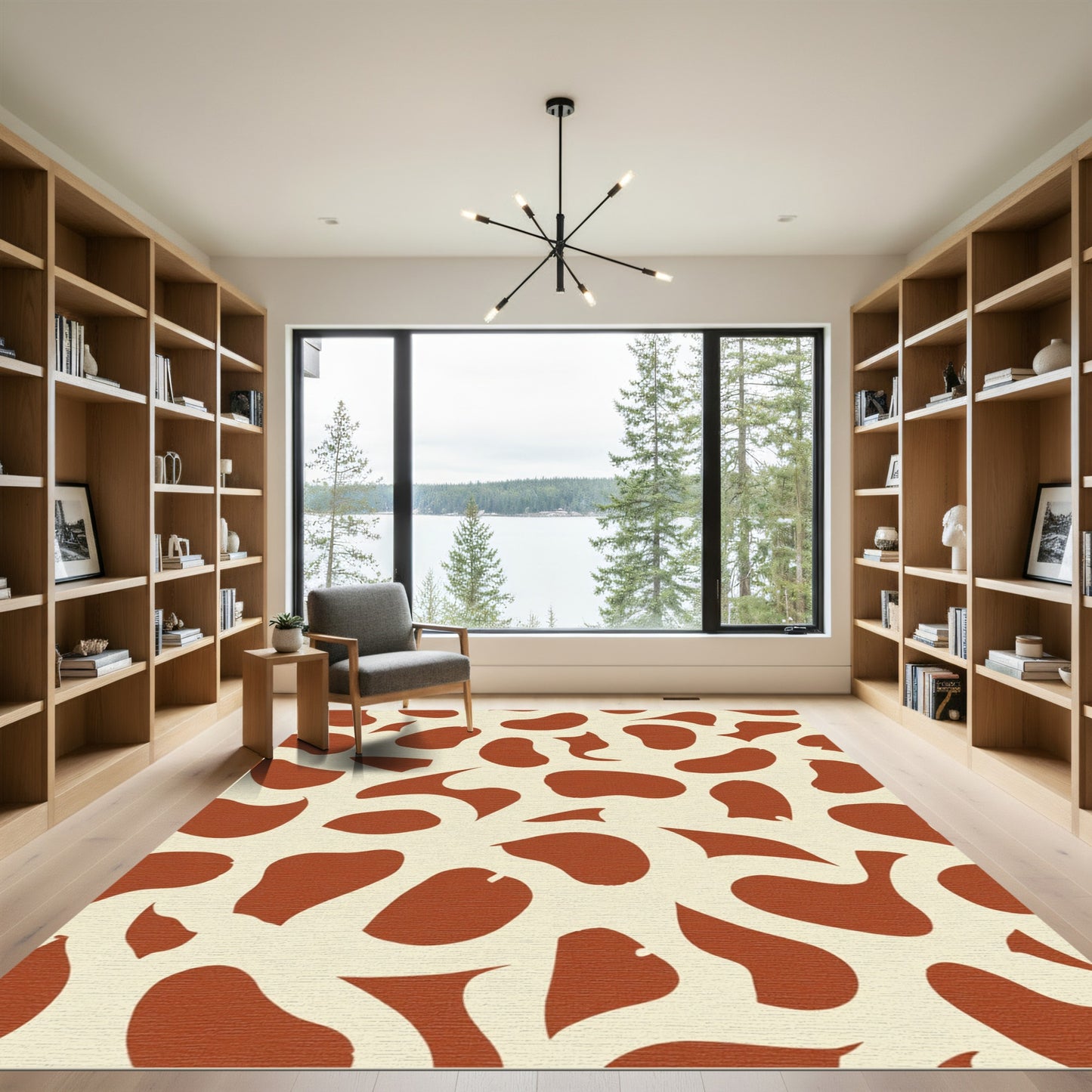 Red Ochre Abstract Blob Rug