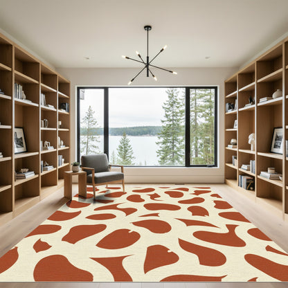 Red Ochre Abstract Blob Rug