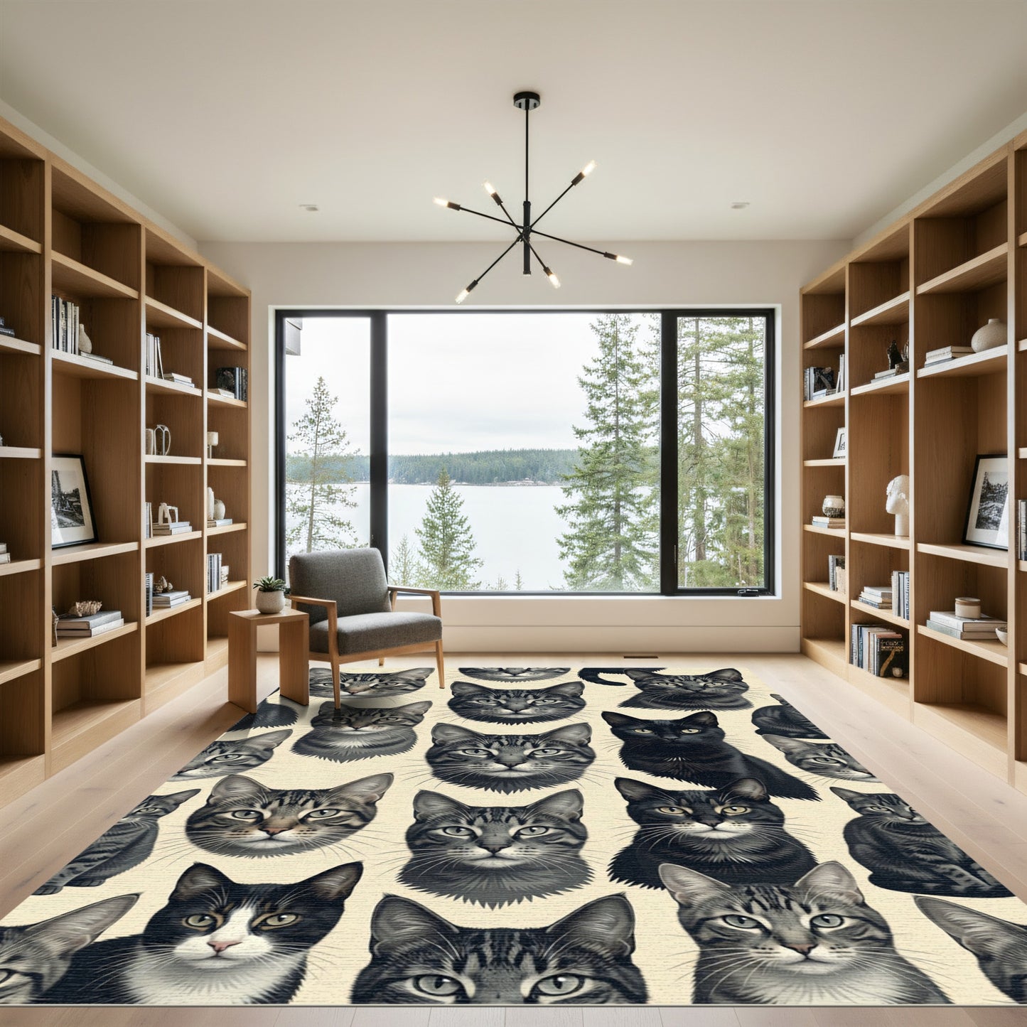 Tabby Cat Faces Realistic Portrait Collage Rug