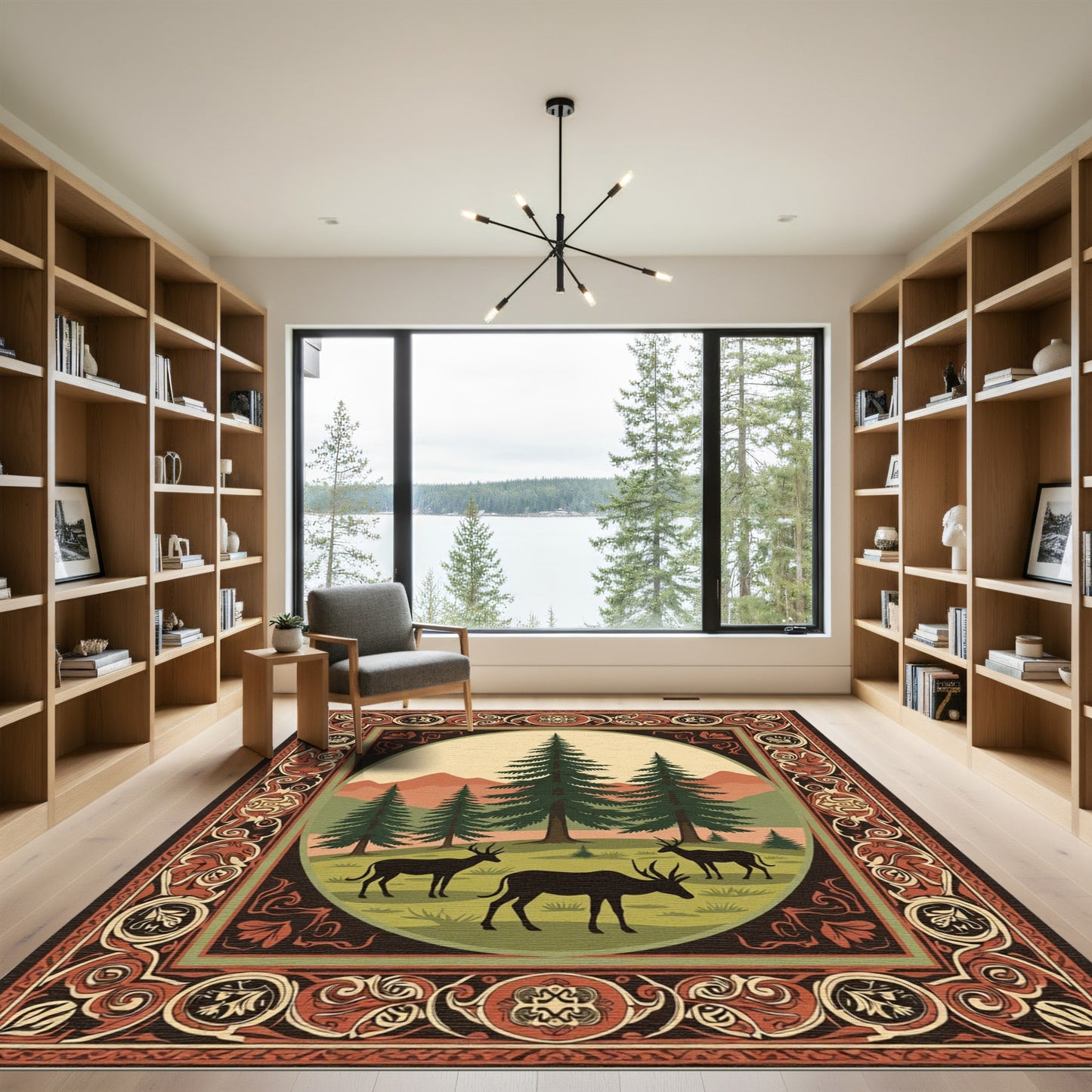 Rustic Forest Deer Woodland Vista Rug