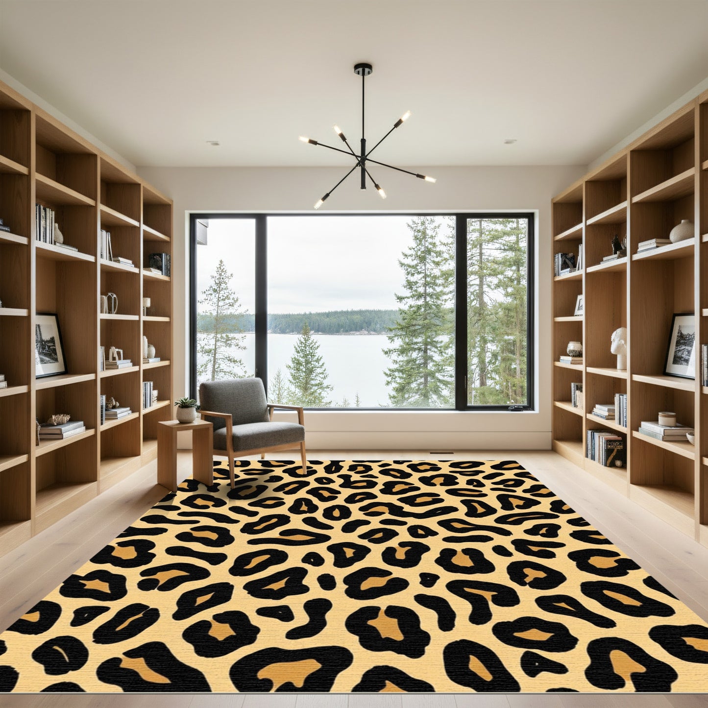Classic Tan Black Leopard Spot Rug