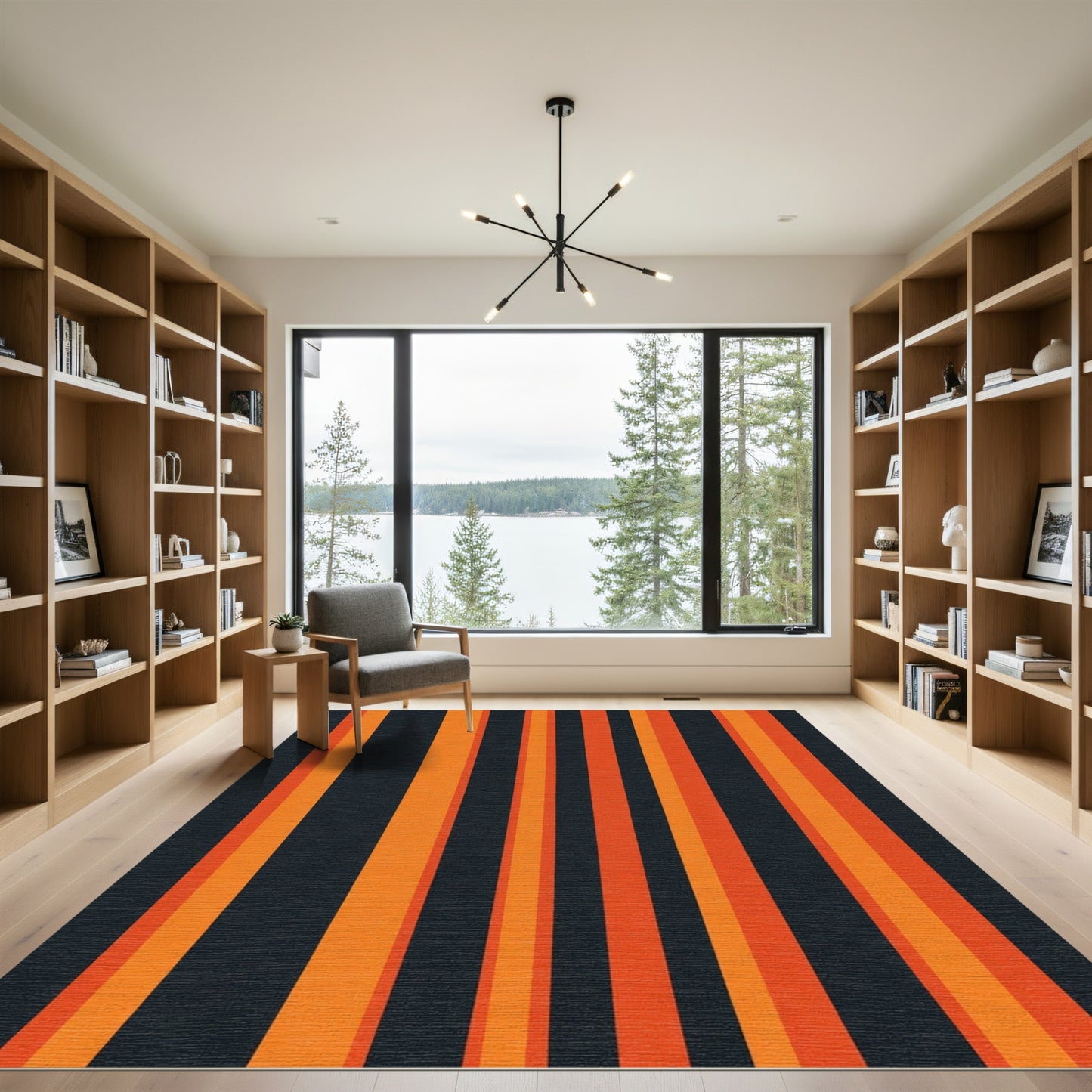 Bold Orange Stripe Composition Rug