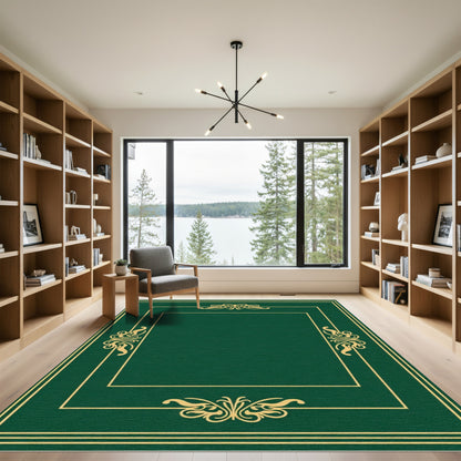 Emerald Gold Ornate Border Rug