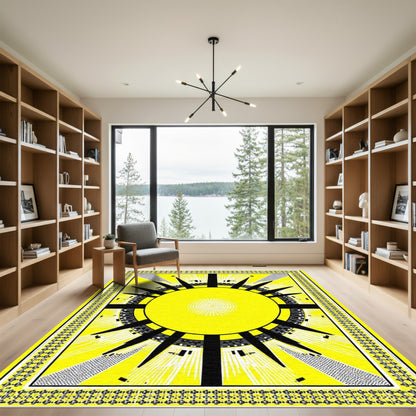 Radiant Sunburst Geometric Abstract Rug