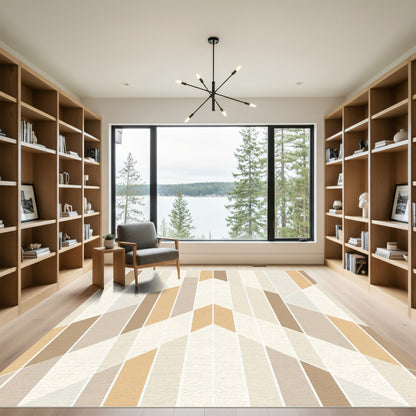 Neutral Earth Tone Geometric Accent Rug