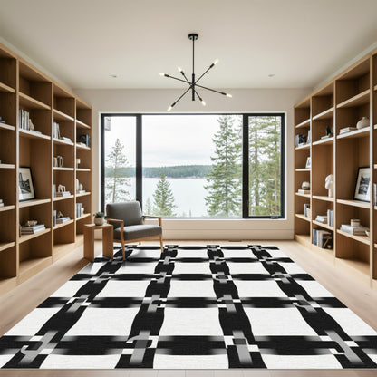 Monochromatic Interlocking Square Weave Rug
