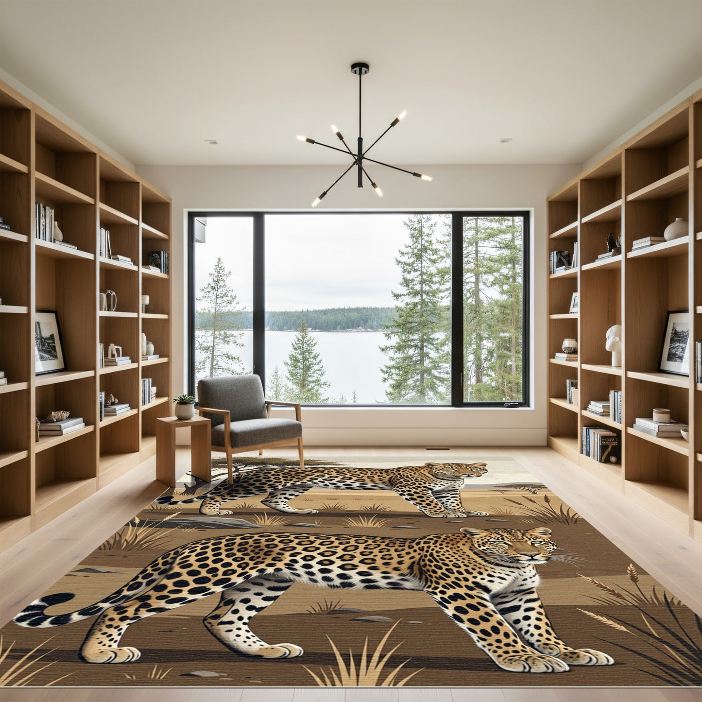Safari Leopard Spots Savannah Scene Rug