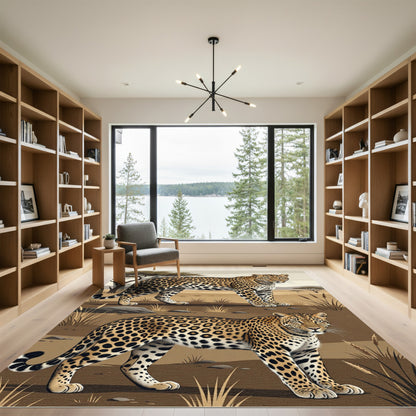 Safari Leopard Spots Savannah Scene Rug