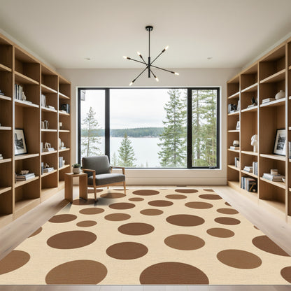 Warm Brown Circles Scattered Landscape Rug