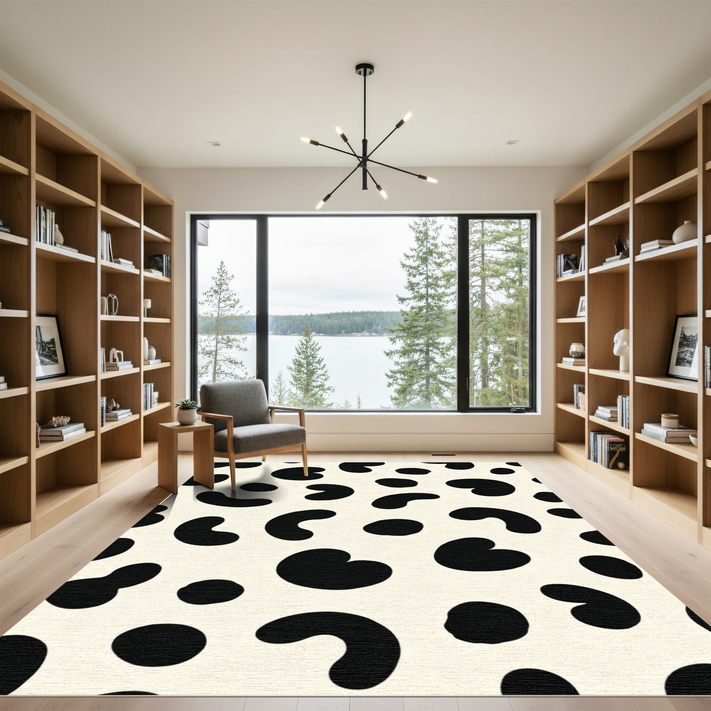 Black and Cream Blobs Rug