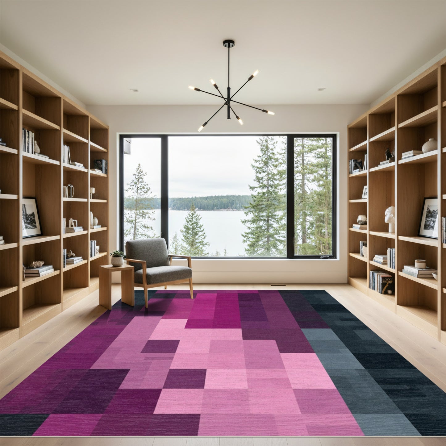 Gradient Pink Geometric Block Rug