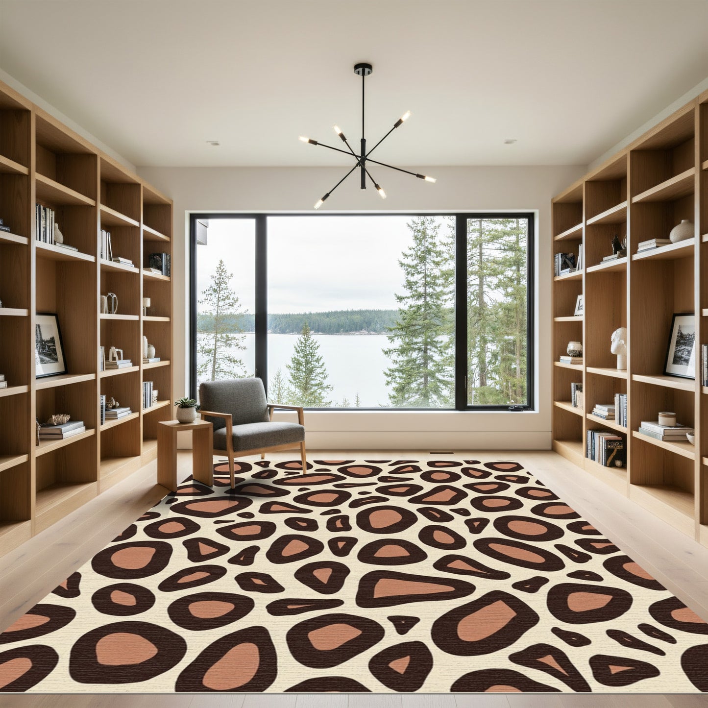 Brown Cream Organic Spots Rug
