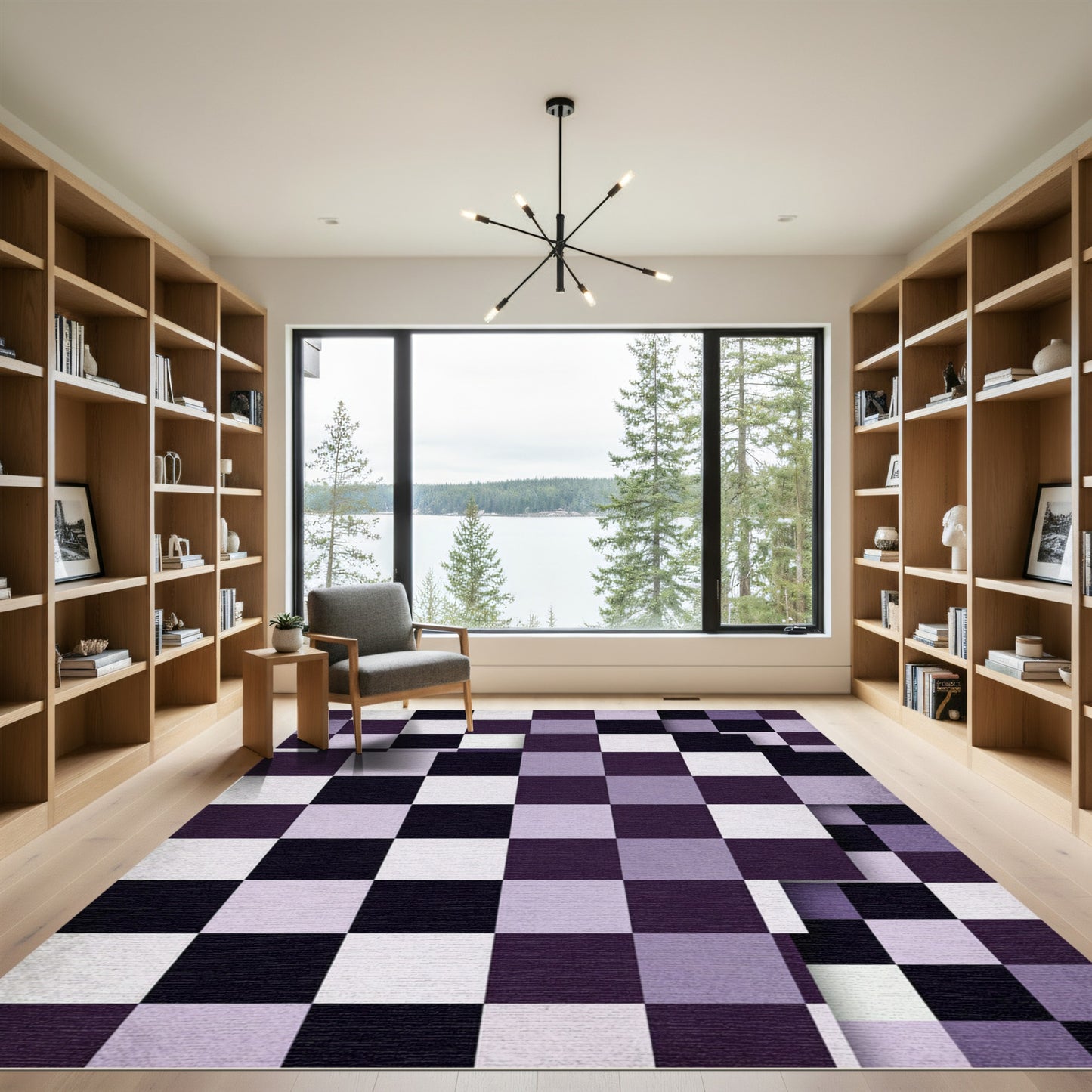 Deep Purple Checkerboard Square Shift Rug