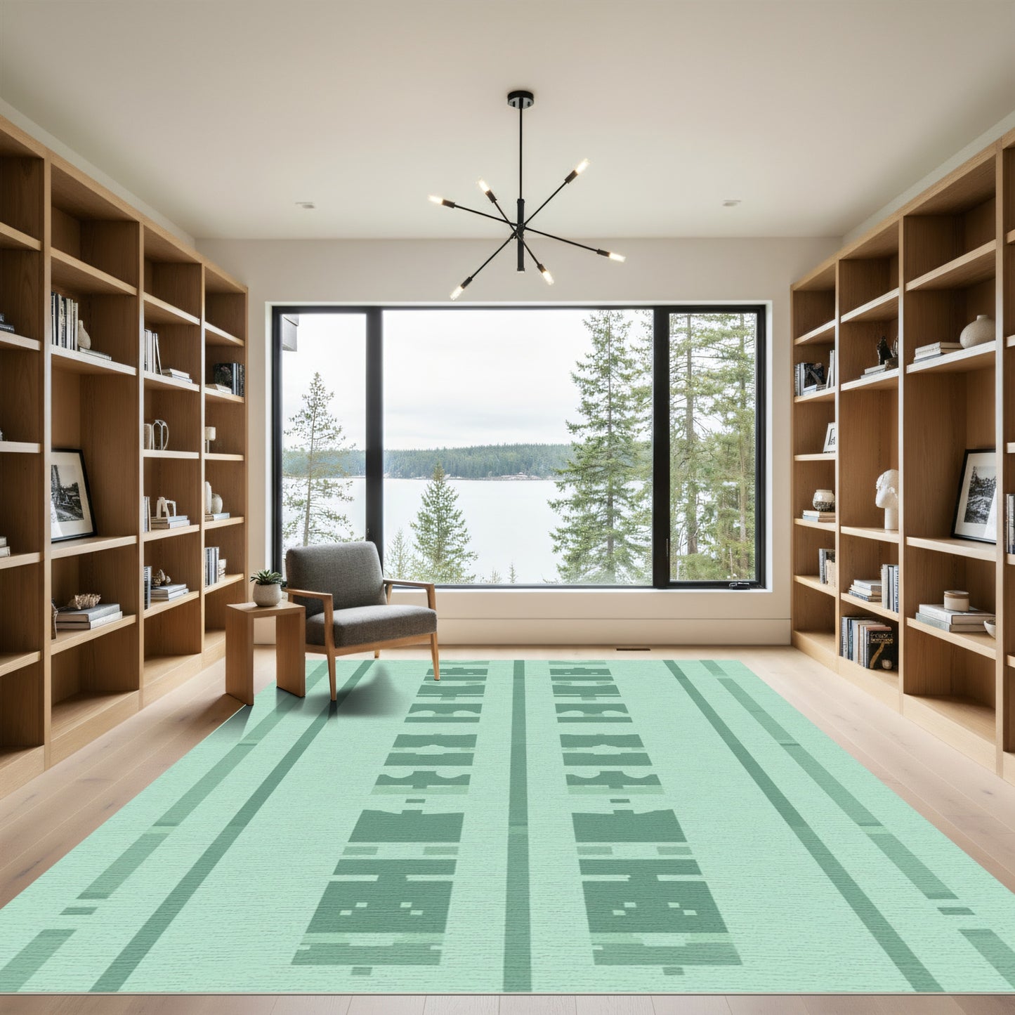Soft Mint Green Geometric Stripe Rug
