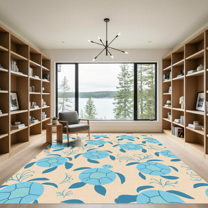 Ocean Blue Turtle Splash Repeats Rug