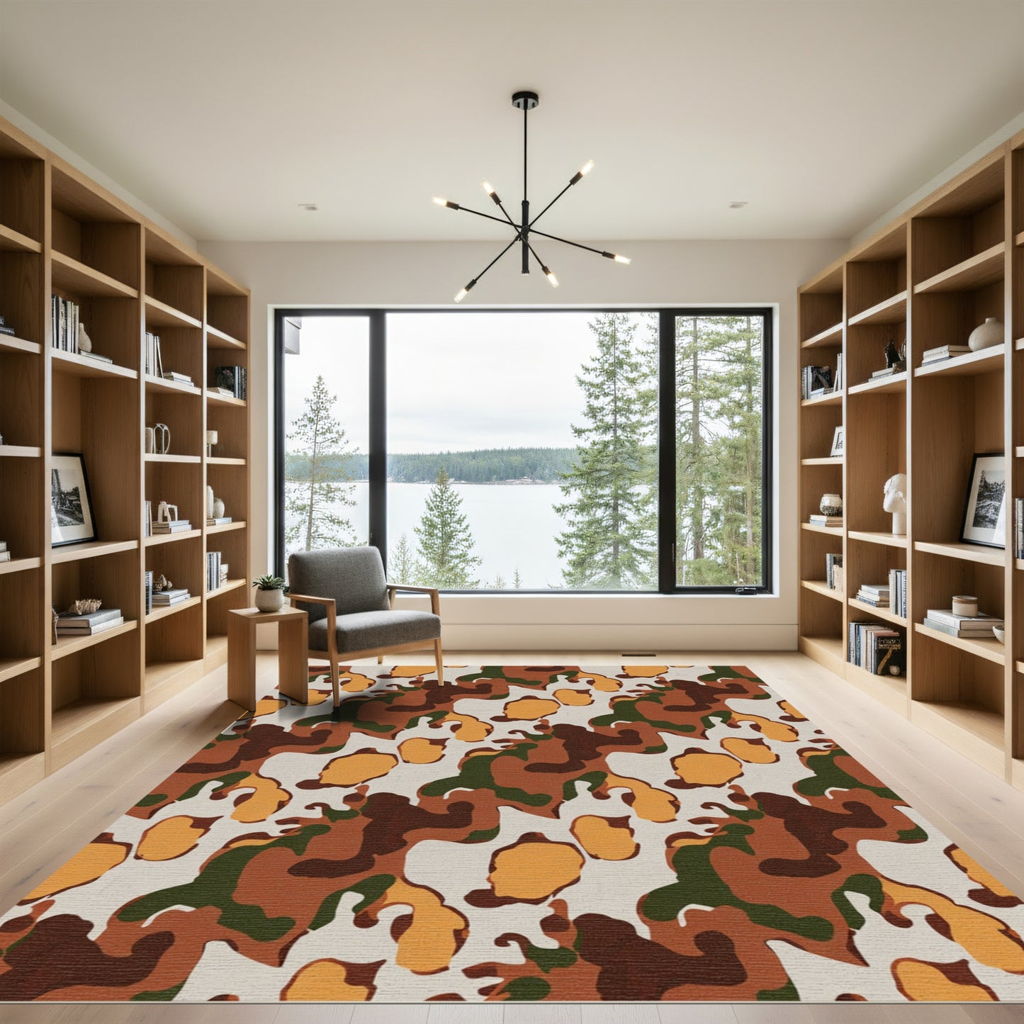 Earthy Tone Abstract Camouflage Shapes Rug