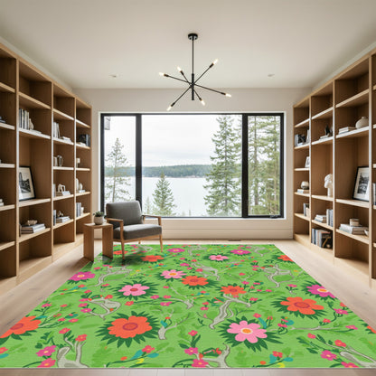 Vibrant Pink Orange Blossom Canopy Rug