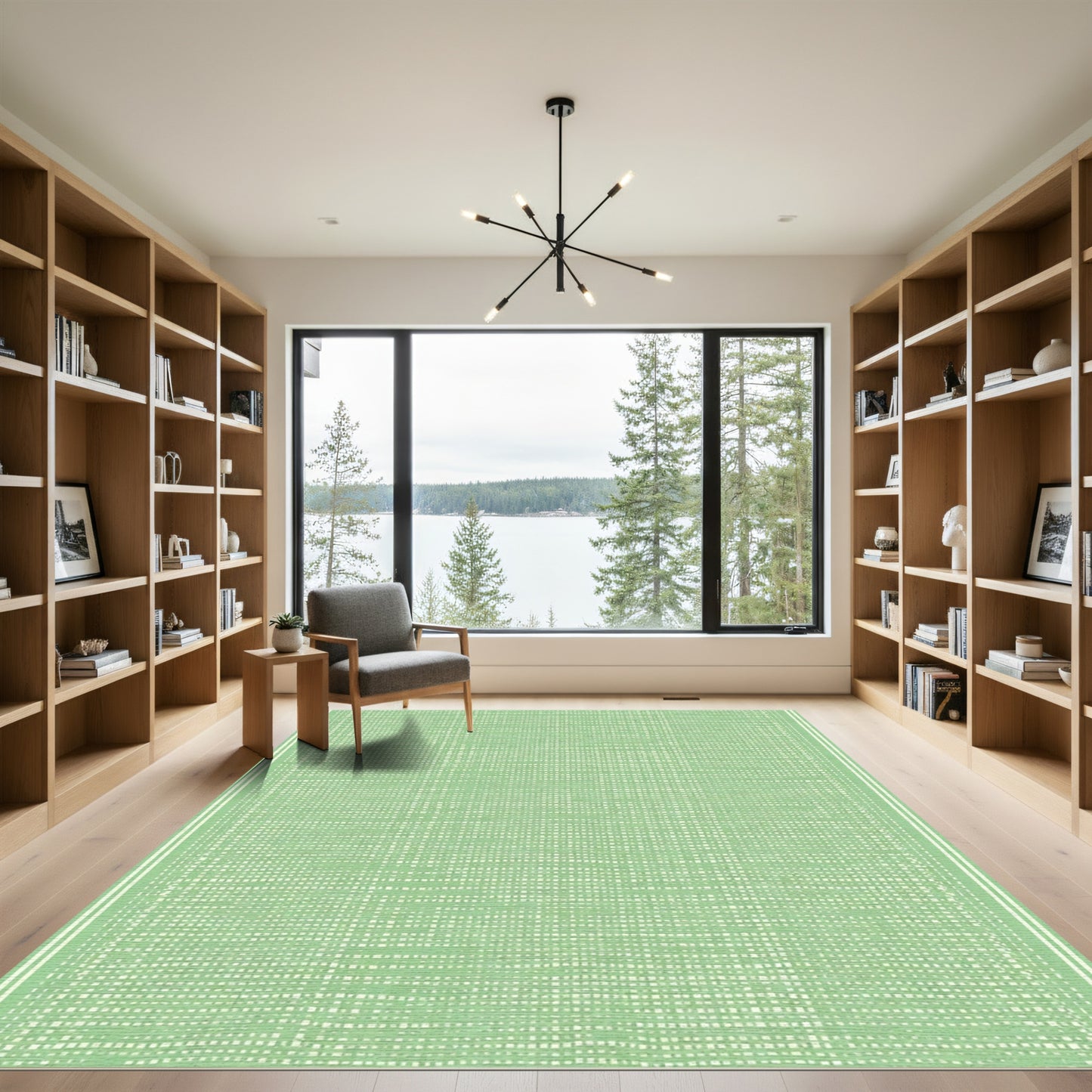 Pastel Green Textured Stripe Rug