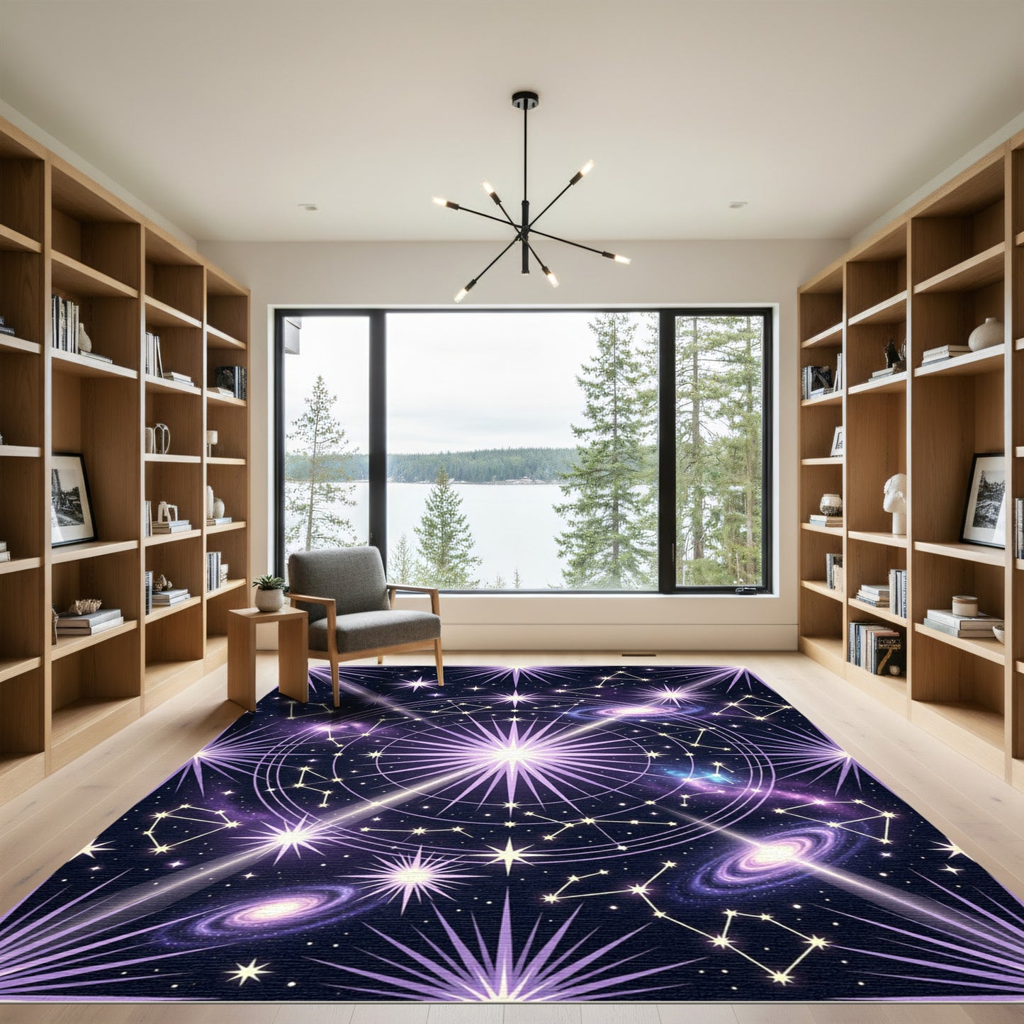 Cosmic Purple Star Constellation Galaxy Rug