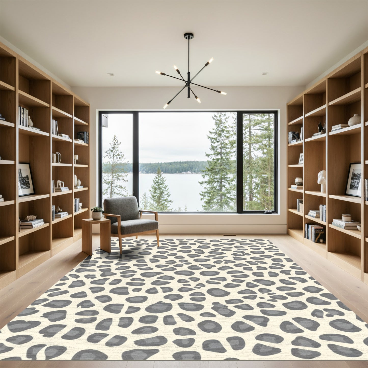 Neutral Gray Animal Spot Composition Rug