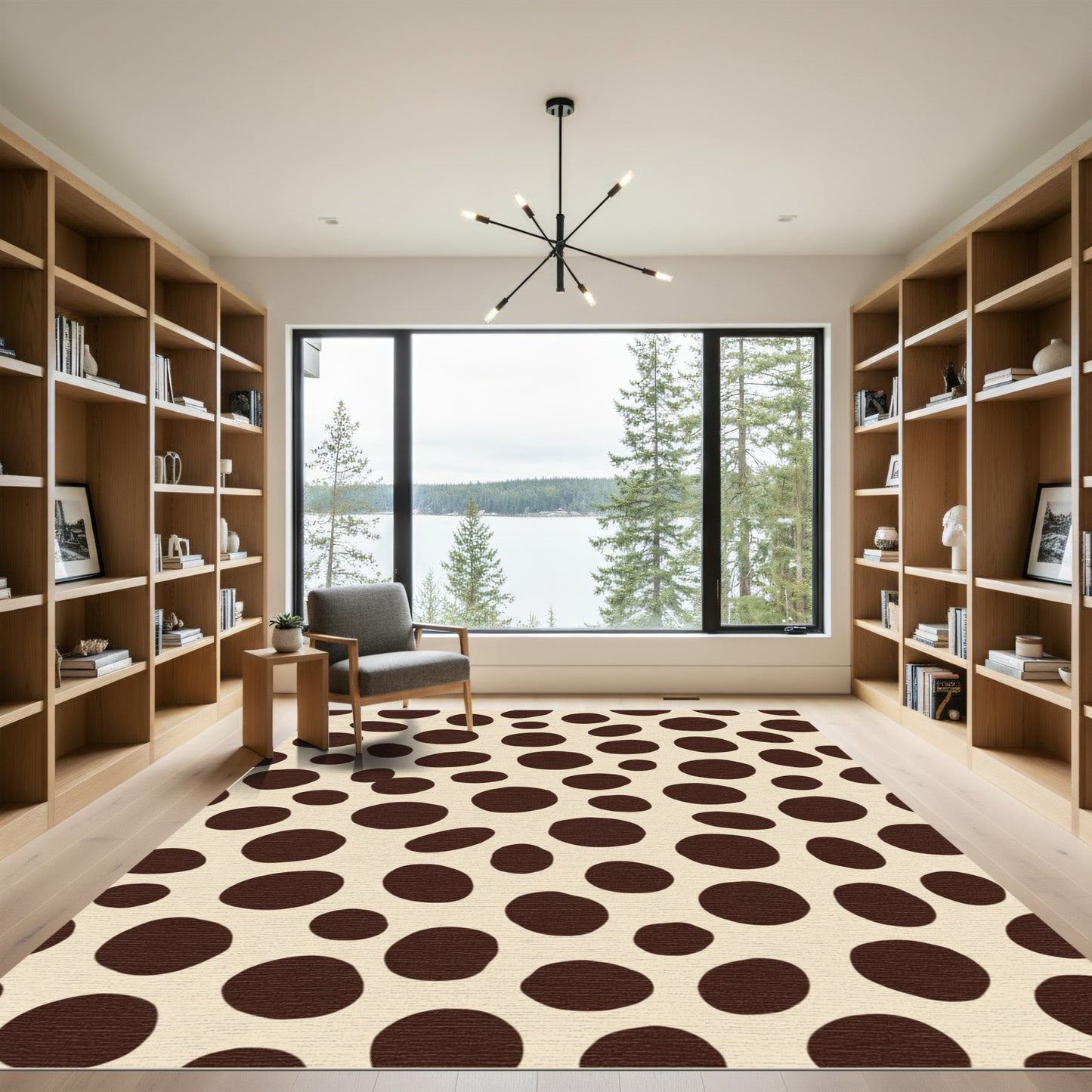 Dark Brown Polka Dot Cream Rug