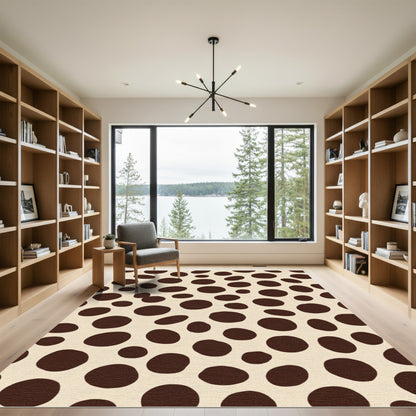 Dark Brown Polka Dot Cream Rug